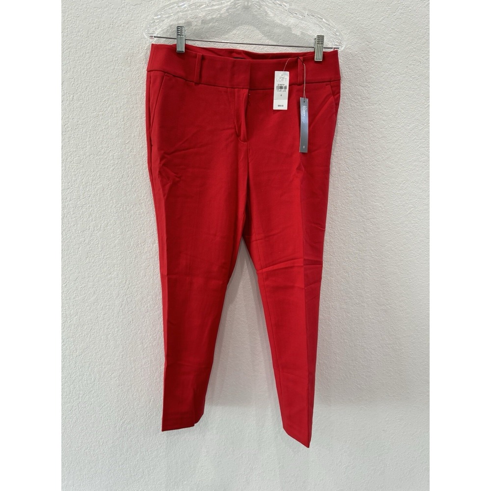 Ann Taylor Loft NWT Red Julie Skinny Ankle Length Pants Back Dart- 8